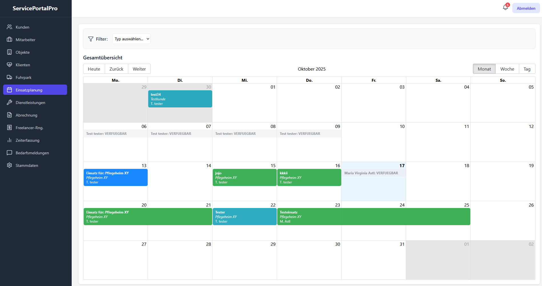 Dashboard von ServicePortalPro auf einem Laptop